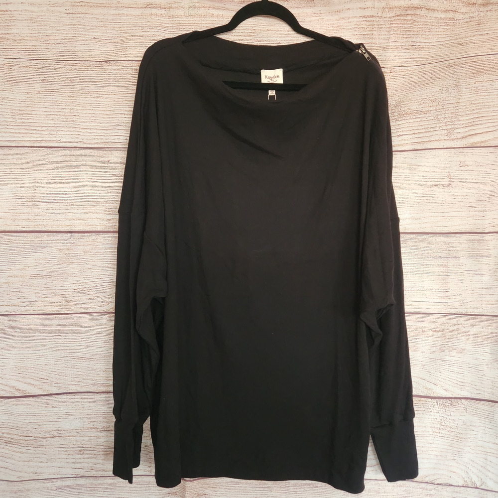 Hayden Charcoal Ribbed Long Sleeve Top